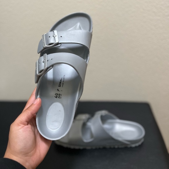 Birkenstock Shoes - •BIRKENSTOCK• Arizona Sandal Silver Two Strap EVA Water Friendly